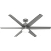 image:imageHunter Fan 60 inch Casual Matte Silver IndoorOutdoor Ceiling Fan with Lights for Patio Farmhouse Bedroom Living RoomFamily Room Dining Room Kitchen Office Renewed