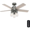 image:imageHunter Fan Company 51331 44 inch Hardwick Fresh White Ceiling Fan with LED Light Kit and Handheld RemoteMatte Silver