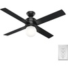image:imageHunter Hepburn Indoor Ceiling Fan with LED Light 44 inch Modern Brass  Standard Mount Wall Control 4 Blades For Bedroom Living Room Kitchen Includes Bulbs 52313Matte Black