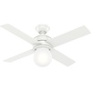 image:imageHunter Hepburn Indoor Ceiling Fan with LED Light 44 inch Modern Brass  Standard Mount Wall Control 4 Blades For Bedroom Living Room Kitchen Includes Bulbs 52313Matte White