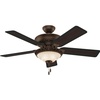 image:imageHunter Italian Countryside Indoor Ceiling Fan 52 inch PA Cocoa  with LED Light Standard Mount Pull Chain 5 Blades For Bedroom Living Room 53200