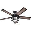 image:imageHunter Key Biscayne Outdoor or Indoor Rustic 54 inch Weathered Zinc  Ceiling Fan with LED Light Standard Mount Pull Chain For Bedroom Living Room Patio 59135Weathered Zinc