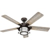 image:imageHunter Key Biscayne Outdoor or Indoor Rustic 54 inch Weathered Zinc  Ceiling Fan with LED Light Standard Mount Pull Chain For Bedroom Living Room Patio 59135Onyx Bengal