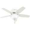 image:imageHunter Newsome Indoor Ceiling Fan Pull Chain 42 inch Premier Bronze  with LED Light Low Profile Flush Mount 5 Blades For Bedroom Living Room 51081Fresh White
