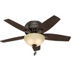 image:imageHunter Newsome Indoor Ceiling Fan Pull Chain 42 inch Premier Bronze  with LED Light Low Profile Flush Mount 5 Blades For Bedroom Living Room 51081Premier Bronze