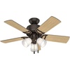 image:imageHunter Prim Indoor Ceiling Fan with LED Lights and Pull Chain Control 42 Premier Bronze