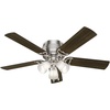 image:imageHunter Prim Indoor Low Profile Ceiling Fan with LED Light and Pull Chain Control 52 Brushed Nickel