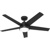 image:imageHunter Skyflow 52 inch IndoorOutdoor Ceiling Fan with Light and Wall Control Matte Black Ceiling Fan 3 Speed WhisperWind Motor 52589 for Coastal Patios Pergolas Bedrooms or Living RoomsMatte Black