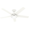 image:imageHunter Skyflow 52 inch IndoorOutdoor Ceiling Fan with Light and Wall Control Matte Black Ceiling Fan 3 Speed WhisperWind Motor 52589 for Coastal Patios Pergolas Bedrooms or Living RoomsMatte White