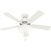 image:imageHunter Swanson Indoor Ceiling Fan with LED Light 52 inch New Bronze  Standard Mount Pull Chain 5 Blades For Bedroom Living Room Kitchen 50901Fresh White