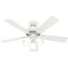 image:imageHunter Swanson Indoor Ceiling Fan with LED Lights 44 inch New Bronze  Standard Mount Pull Chain 5 Blades For Bedroom Living Room Kitchen 50881Fresh White