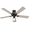 image:imageHunter Swanson Indoor Ceiling Fan with LED Lights 44 inch New Bronze  Standard Mount Pull Chain 5 Blades For Bedroom Living Room Kitchen 50881Matte Black