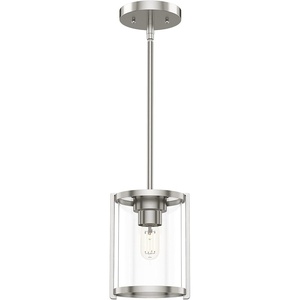 image:imageHunter  Astwood 1Light Brushed Nickel Caged Style Dimmable Mini Pendant Light for Bedrooms Kitchens Dining Living Rooms  19119