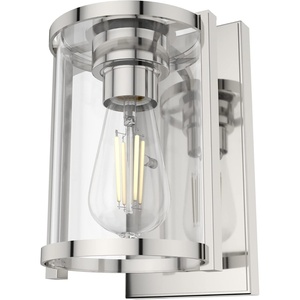 image:imageHunter  Astwood 1light Polished Nickel Small Sconce Light Dimmable Caged Style for Bedrooms Kitchens Foyers Bathrooms  19961Brushed Nickel