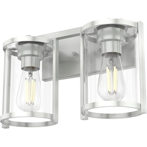 image:imageHunter  Astwood 2Light Brushed Nickel Caged Style Dimmable Medium Size Vanity Light for Bedrooms Kitchens Foyers Bathrooms  48002