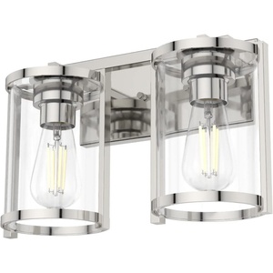 image:imageHunter  Astwood 2light Polished Nickel Medium Size Vanity Light Dimmable Caged Style for Bedrooms Kitchens Foyers Bathrooms  48003