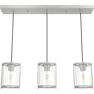 image:imageHunter  Astwood 3light Brushed Nickel Large Cluster Light Dimmable Caged Style Linear Shaped for Bedrooms Kitchens Dining Living Rooms  19138Brushed Nickel