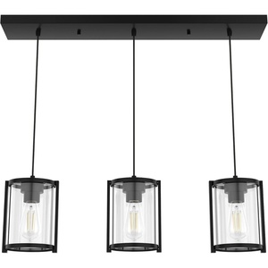 image:imageHunter  Astwood 3light Brushed Nickel Large Cluster Light Dimmable Caged Style Linear Shaped for Bedrooms Kitchens Dining Living Rooms  19138Matte Black