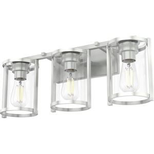 image:imageHunter  Astwood 3light Brushed Nickel Medium Size Vanity Light Dimmable Caged Style Cylinder Shaped for Bedrooms Kitchens Foyers Bathrooms  48007