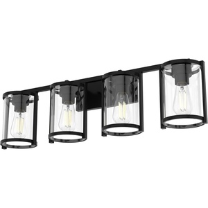 image:imageHunter  Astwood 4light Matte Black Medium Size Vanity Light Dimmable Caged Style for Bedrooms Kitchens Foyers Bathrooms  48009