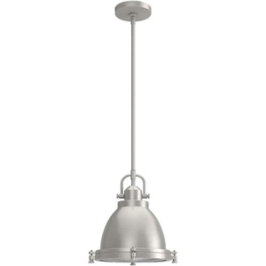 image:imageHunter  Bridgemoor 1light Brushed Nickel Medium Size Pendant Light Dimmable Industrial Style Dome Shaped for Bedrooms Kitchens Dining Living Rooms  19107