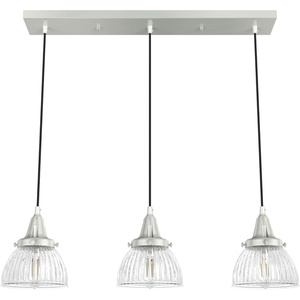 image:imageHunter  Cypress Grove 3light Brushed Nickel Large Cluster Light Dimmable Transitional Style Linear Shaped for Bedrooms Kitchens Dining Living Rooms  19282