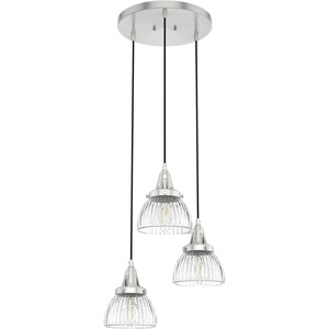 image:imageHunter  Cypress Grove 3light Brushed Nickel Medium Size Cluster Light Dimmable Transitional Style Round Shaped for Bedrooms Kitchens Dining Living Rooms  19325