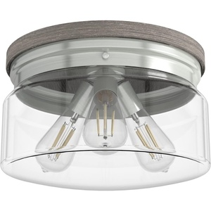 image:imageHunter  Devon Park 3Light Brushed Nickel Medium Size Flush Mount Light Dimmable Rustic Style Round Shaped for Bedrooms Kitchens Dining Living Rooms  19152Brushed Nickel