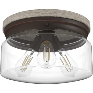 image:imageHunter  Devon Park 3Light Brushed Nickel Medium Size Flush Mount Light Dimmable Rustic Style Round Shaped for Bedrooms Kitchens Dining Living Rooms  19152Onyx Bengal