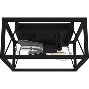 image:imageHunter  Doherty 2light Natural Black Iron Medium Size Flush Mount Light Dimmable Industrial Style Square Shaped for Bedrooms Kitchens Foyers Bathrooms  19410Natural Iron