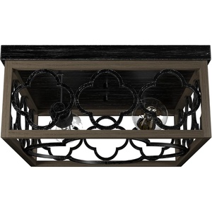 image:imageHunter  Gablecrest 2light French Oak Medium Size Flush Mount Light Dimmable Transitional Style Square Shaped for Bedrooms Kitchens Foyers Bathrooms  19392French Oak