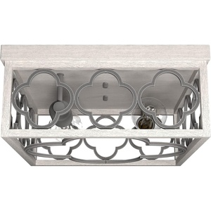 image:imageHunter  Gablecrest 2light French Oak Medium Size Flush Mount Light Dimmable Transitional Style Square Shaped for Bedrooms Kitchens Foyers Bathrooms  19392Distressed White