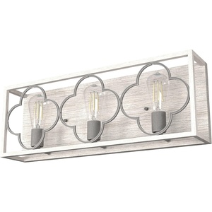 image:imageHunter  Gablecrest 3light Distressed White Medium Size Vanity Light Dimmable Transitional Style for Bedrooms Kitchens Foyers Bathrooms  19397