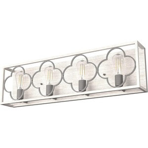 image:imageHunter  Gablecrest 4light Distressed White Medium Size Vanity Light Dimmable Transitional Style for Bedrooms Kitchens Foyers Bathrooms  19399