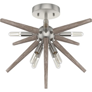 image:imageHunter  Jupiter Star 8light Brushed Nickel Extra Large Flush Mount Light Dimmable Mid Century Modern Style Sputnik Shaped for Bedrooms Kitchens Dining Living Rooms  19348Brushed Nickel