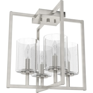 image:imageHunter  Kerrison 4light Brushed Nickel Large Flush Mount Light Dimmable Modern Style Square Shaped for Bedrooms Kitchens Dining Living Rooms  19547Brushed Nickel