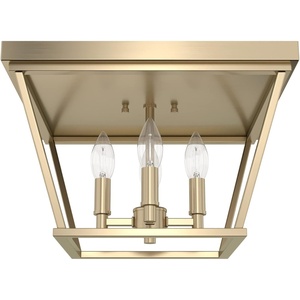 image:imageHunter  Laurel Ridge 4light Alturas Gold Large Flush Mount Light Dimmable Formal Style Square Shaped for Bedrooms Kitchens Foyers Bathrooms  19075Alturas Gold