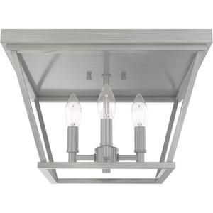 image:imageHunter  Laurel Ridge 4light Alturas Gold Large Flush Mount Light Dimmable Formal Style Square Shaped for Bedrooms Kitchens Foyers Bathrooms  19075Brushed Nickel