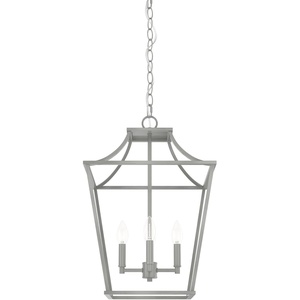 image:imageHunter  Laurel Ridge 4light Brushed Nickel Medium Size Pendant Light Dimmable Formal Style Lantern Shaped for Bedrooms Kitchens Dining Living Rooms  19070