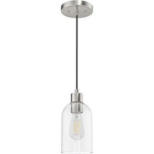 image:imageHunter  Lochemeade 1Light Brushed Nickel Mini Pendant Light Dimmable Modern Style Cylinder Shaped for Bedrooms Kitchens Dining Living Rooms  19200Brushed Nickel