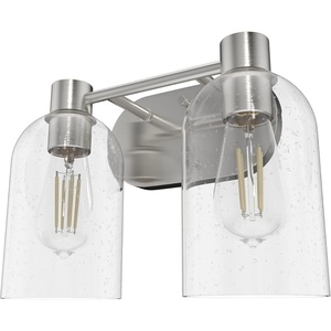 image:imageHunter  Lochemeade 2Light Brushed Nickel Small Vanity Light Dimmable for Bedrooms Kitchens Foyers Bathrooms  19778