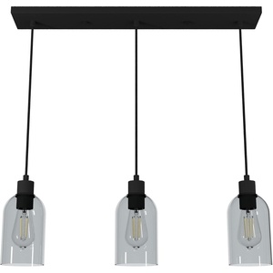 image:imageHunter  Lochemeade 3light Natural Black Iron Large Cluster Light Dimmable Modern Style Linear Shaped for Bedrooms Kitchens Dining Living Rooms  19717