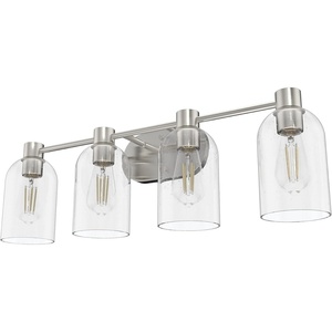 image:imageHunter  Lochemeade 4light Brushed Nickel Medium Size Vanity Light Dimmable for Bedrooms Kitchens Foyers Bathrooms  19710
