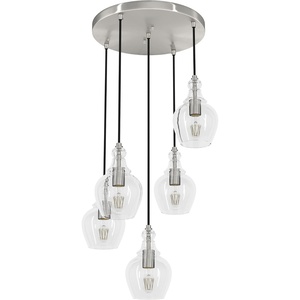 image:imageHunter  Maple Park 5Light Brushed Nickel Medium Size Cluster Light Dimmable Casual Style Round Shaped for Bedrooms Kitchens Dining Living Rooms  19899