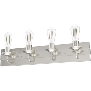 image:imageHunter  Perch Point 4light Brushed Nickel Medium Size Vanity Light Dimmable Casual Style for Bedrooms Kitchens Foyers Bathrooms  19435