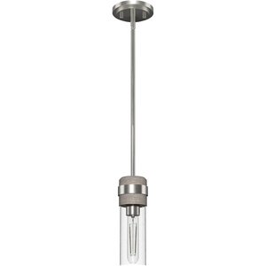 image:imageHunter  River Mill 1Light Brushed Nickel Mini Pendant Light Dimmable Rustic Style Cylinder Shaped for Bedrooms Kitchens Dining Living Rooms  19485