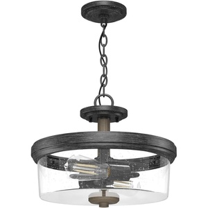 image:imageHunter  River Mill 2Light Rustic Iron Rustic Style Dimmable Large Flush Mount Light for Bedrooms Kitchens Dining Living Rooms  19486