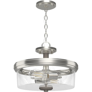 image:imageHunter  River Mill 2light Brushed Nickel Large Flush Mount Light Dimmable Rustic Style Bowl Shaped for Bedrooms Kitchens Dining Living Rooms  19487