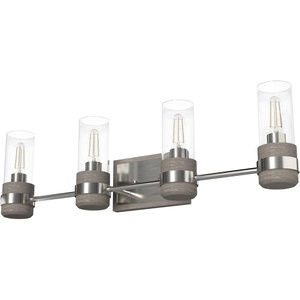 image:imageHunter  River Mill 4light Brushed Nickel Medium Size Vanity Light Dimmable Rustic Style for Bedrooms Kitchens Foyers Bathrooms  19469