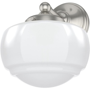 image:imageHunter  Saddle Creek 1Light Brushed Nickel Medium Size Sconce Light Dimmable Schoolhouse Style for Bedrooms Kitchens Foyers Bathrooms  19139